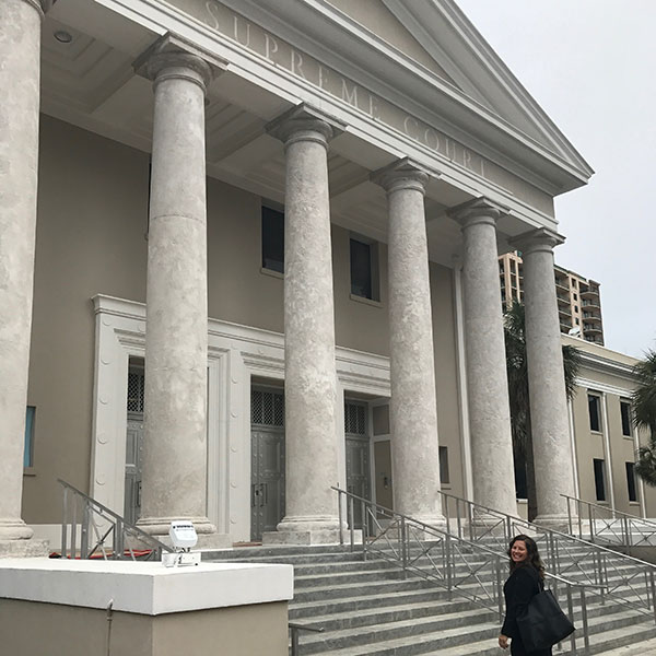 S. Nicole Jamieson in front of court building
